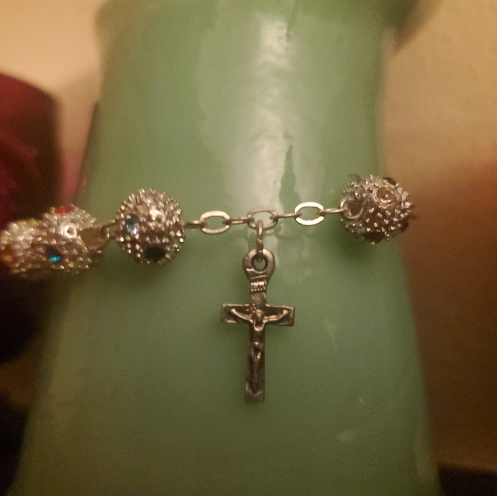 Crystal balls beaded rondelle bracelet varieties/crystal color striking!! Silver